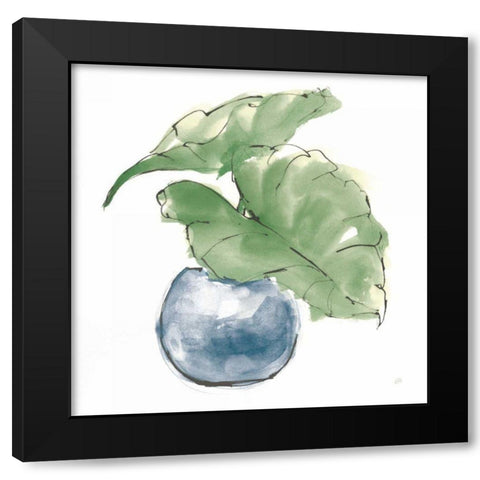 Plant Big Leaf III Dark Green Black Modern Wood Framed Art Print with Double Matting by Paschke, Chris
