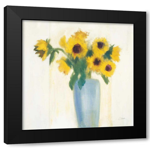 Sunflowers in Blue Black Modern Wood Framed Art Print by Clark, Michael