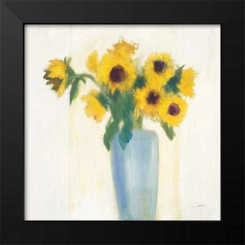 Sunflowers in Blue Black Modern Wood Framed Art Print by Clark, Michael