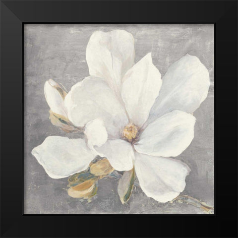 Serene Magnolia Light Gray Black Modern Wood Framed Art Print by Purinton, Julia