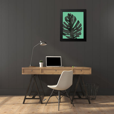 Tropical Palm I BW Green Black Modern Wood Framed Art Print by Wild Apple Portfolio