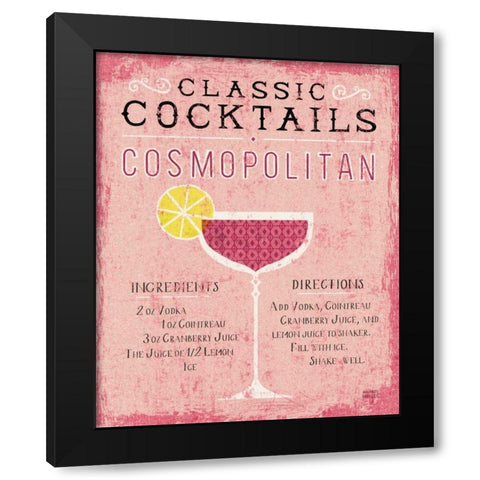 Classic Cocktails Cosmopolitan Pink Black Modern Wood Framed Art Print by Mullan, Michael