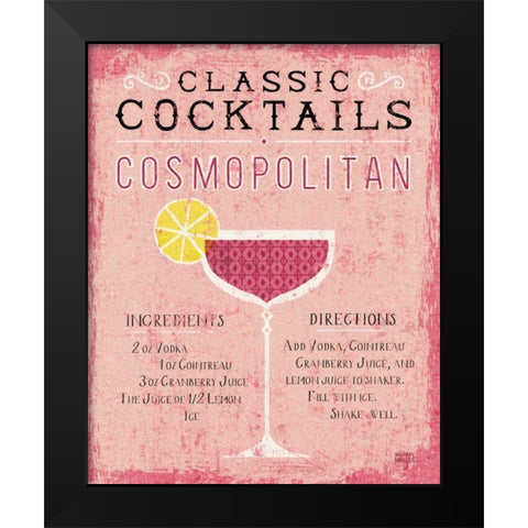 Classic Cocktails Cosmopolitan Pink Black Modern Wood Framed Art Print by Mullan, Michael