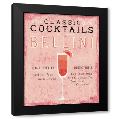 Classic Cocktails Bellini Pink Black Modern Wood Framed Art Print by Mullan, Michael