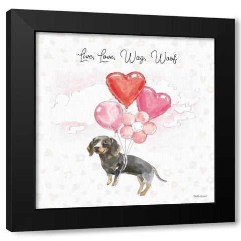Paws of Love V Pink Black Modern Wood Framed Art Print by Grove, Beth