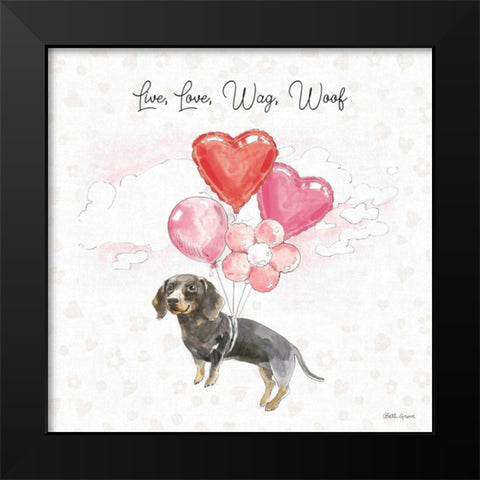 Paws of Love V Pink Black Modern Wood Framed Art Print by Grove, Beth