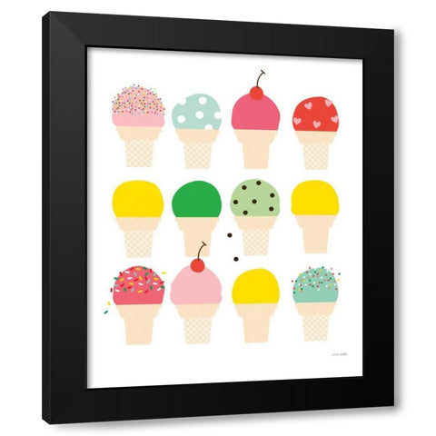 Ice Cream Fun Black Modern Wood Framed Art Print with Double Matting by Kelle, Ann