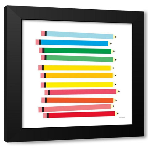 Colored Pencils Black Modern Wood Framed Art Print with Double Matting by Kelle, Ann