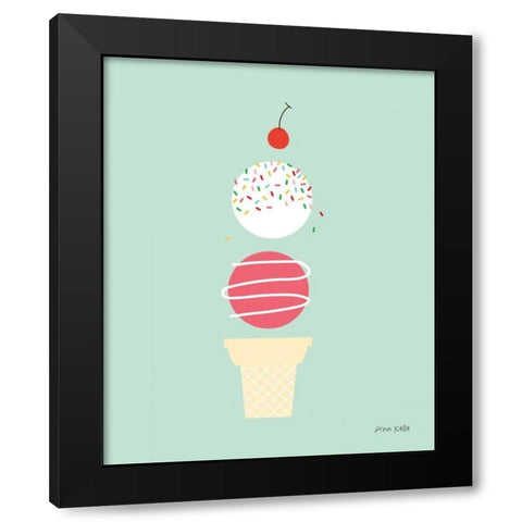 Ice Cream and Cherry I Black Modern Wood Framed Art Print with Double Matting by Kelle, Ann
