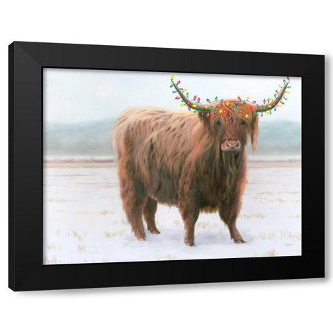 King of the Highland Fields Lights Crop Black Modern Wood Framed Art Print with Double Matting by Wiens, James