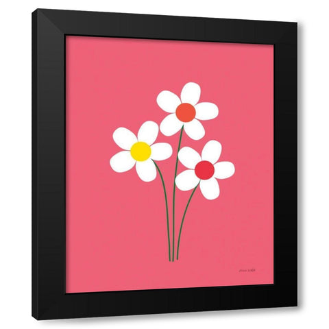 Daisies I Black Modern Wood Framed Art Print with Double Matting by Kelle, Ann