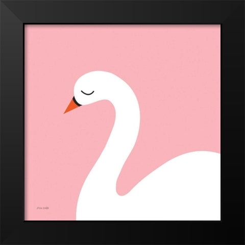 Swan Black Modern Wood Framed Art Print by Kelle, Ann