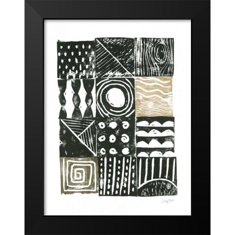 Block Print I Green Sand Black Modern Wood Framed Art Print by Prahl, Courtney