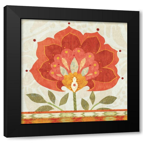 Ikat Bloom I Black Modern Wood Framed Art Print with Double Matting by Schlabach, Sue