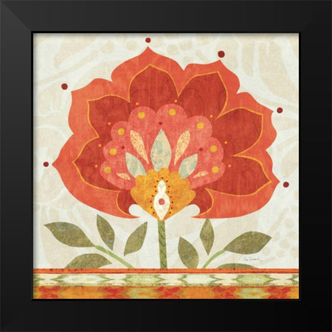 Ikat Bloom I Black Modern Wood Framed Art Print by Schlabach, Sue