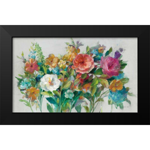 Country Florals Neutral Black Modern Wood Framed Art Print by Nai, Danhui