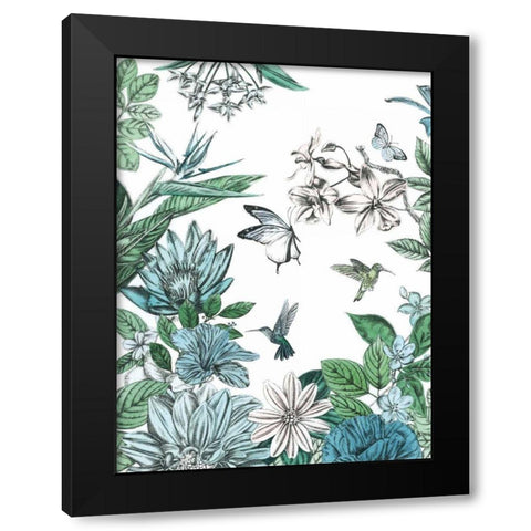 Butterflies and Flowers II Black Modern Wood Framed Art Print with Double Matting by Ilangaratne, Amelia