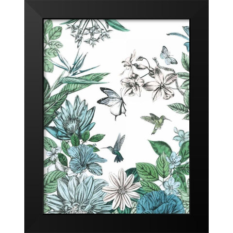 Butterflies and Flowers II Black Modern Wood Framed Art Print by Ilangaratne, Amelia