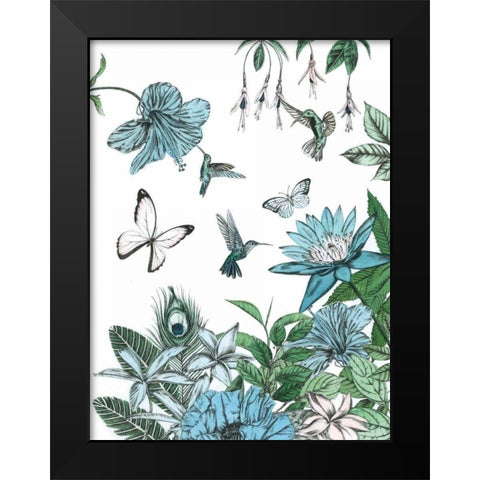 Butterflies and Flowers III Black Modern Wood Framed Art Print by Ilangaratne, Amelia
