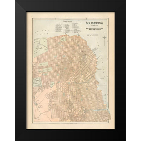 San Francisco Map Black Modern Wood Framed Art Print by Wild Apple Portfolio