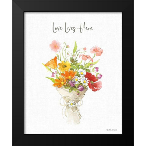 Farmhouse Floral V Black Modern Wood Framed Art Print by Grove, Beth