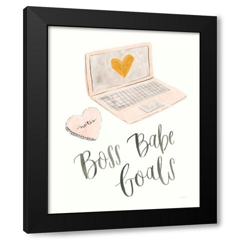 Boss Babe I Black Modern Wood Framed Art Print by Jackson, Jenaya