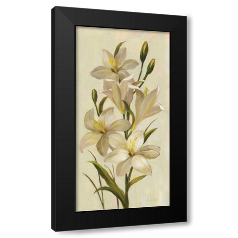 Elegant White Florals I Black Modern Wood Framed Art Print with Double Matting by Vassileva, Silvia