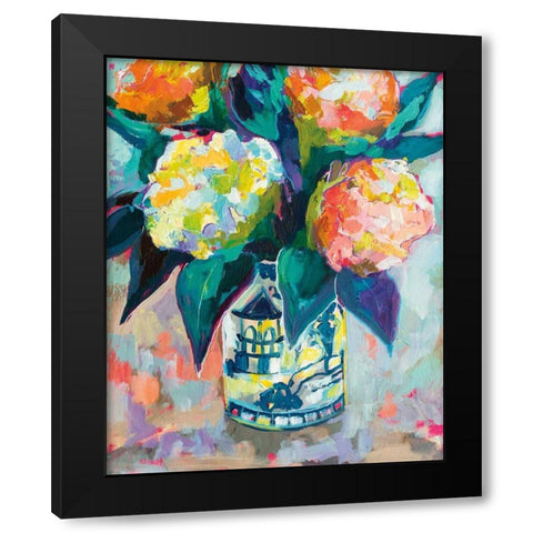 Sunset Bouquet Black Modern Wood Framed Art Print with Double Matting by Vertentes, Jeanette