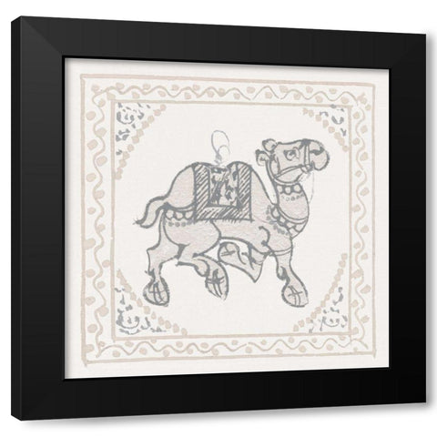 Winter Caravan Camel Black Modern Wood Framed Art Print by Wild Apple Portfolio