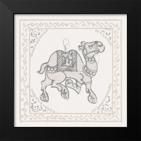 Winter Caravan Camel Black Modern Wood Framed Art Print by Wild Apple Portfolio