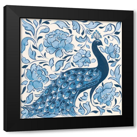 Peacock Garden IV v2 Black Modern Wood Framed Art Print with Double Matting by Thomas, Miranda