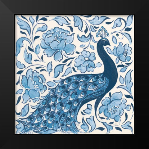 Peacock Garden IV v2 Black Modern Wood Framed Art Print by Thomas, Miranda