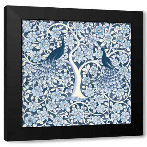 Peacock Garden VII v2 Black Modern Wood Framed Art Print with Double Matting by Thomas, Miranda