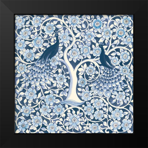Peacock Garden VII v2 Black Modern Wood Framed Art Print by Thomas, Miranda
