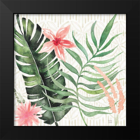 Paradise Petals II Black Modern Wood Framed Art Print by June, Dina