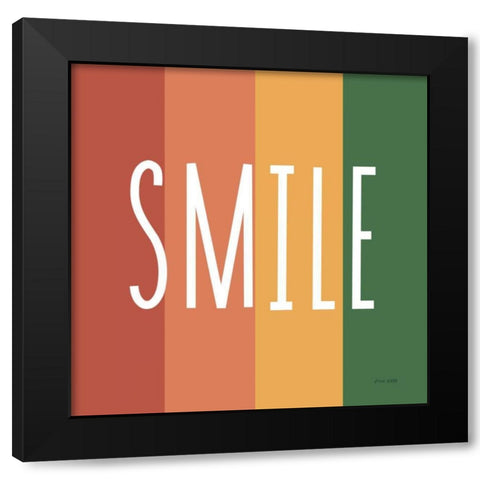 Smile Rainbow Retro Black Modern Wood Framed Art Print by Kelle, Ann