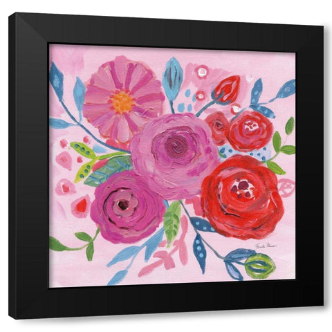 Floral Burst I Black Modern Wood Framed Art Print by Zaman, Farida