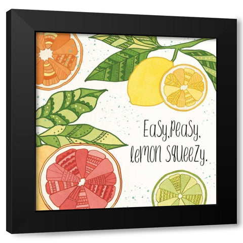 Citrus Splash III Black Text Black Modern Wood Framed Art Print by Charron, Veronique