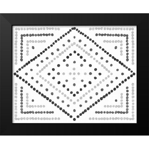 Daisy Dots Tile II Black Black Modern Wood Framed Art Print by Wild Apple Portfolio