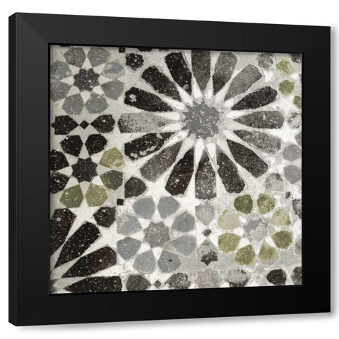 Alhambra Tile III Gray Green Black Modern Wood Framed Art Print with Double Matting by Schlabach, Sue