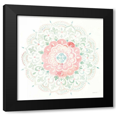 Mandala Delight IV Blue Green Black Modern Wood Framed Art Print with Double Matting by Nai, Danhui