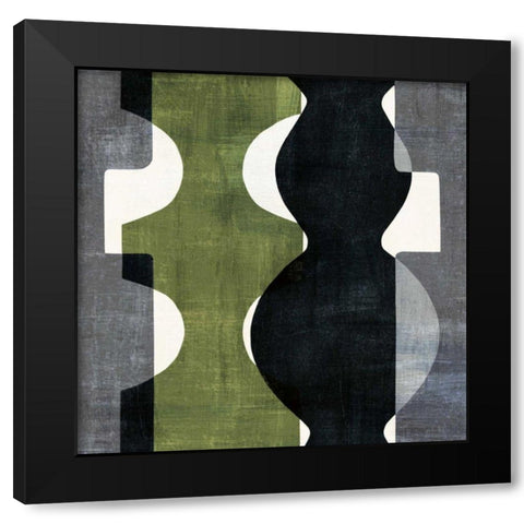 Geometric Deco II with Green Black Modern Wood Framed Art Print by Wild Apple Portfolio