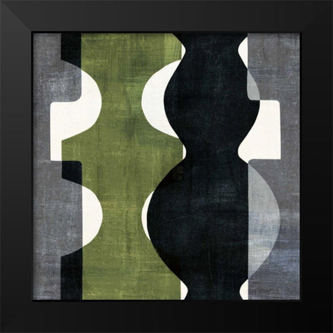 Geometric Deco II with Green Black Modern Wood Framed Art Print by Wild Apple Portfolio