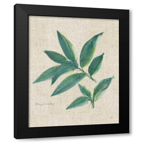 Bay Leaf on Burlap Black Modern Wood Framed Art Print with Double Matting by Paschke, Chris