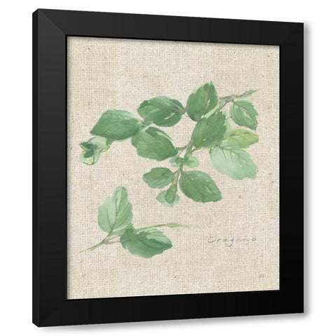 Oregano on Burlap Black Modern Wood Framed Art Print with Double Matting by Paschke, Chris