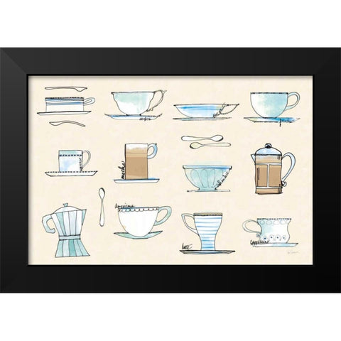 Good Brew Coffee Cups Black Modern Wood Framed Art Print by Schlabach, Sue