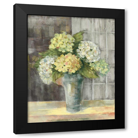 Yellow Hydrangea Gray Black Modern Wood Framed Art Print by Rowan, Carol