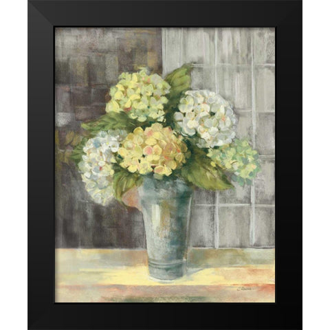 Yellow Hydrangea Gray Black Modern Wood Framed Art Print by Rowan, Carol