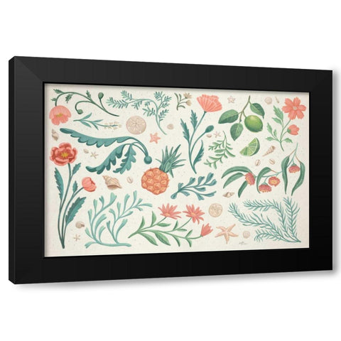 Seaside Botanical I Black Modern Wood Framed Art Print with Double Matting by Penner, Janelle