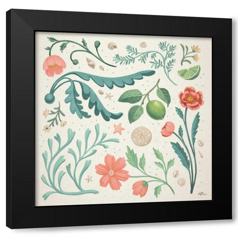 Seaside Botanical II Black Modern Wood Framed Art Print with Double Matting by Penner, Janelle